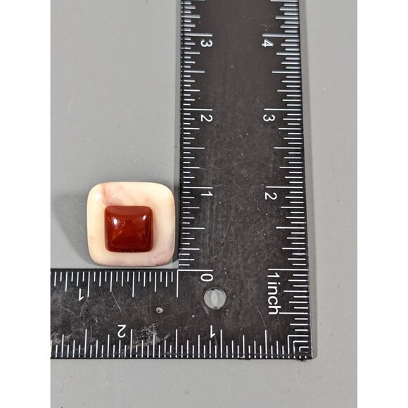 Vintage Faux Amber Lucite Square Geometric Earrings Bold Statement - Picture 7 of 7